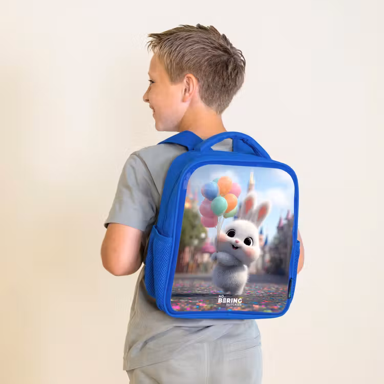 Kids backpack - Blue - Rabbit - Balloons — 2