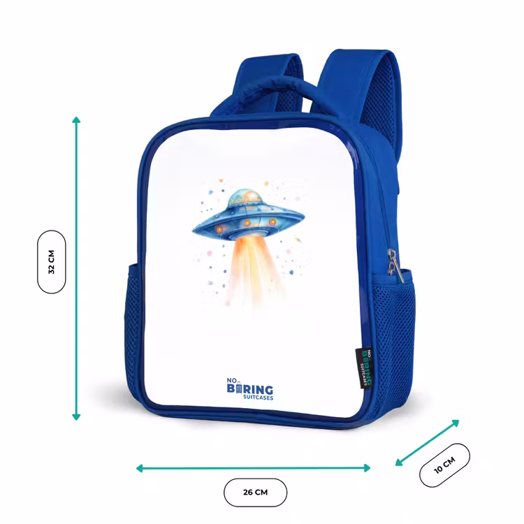 Kids backpack - Blue - Blue spaceship with beam of light — 6
