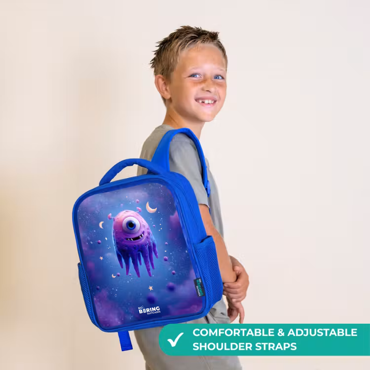 Kids backpack - Blue - Merry purple eye in space — 4