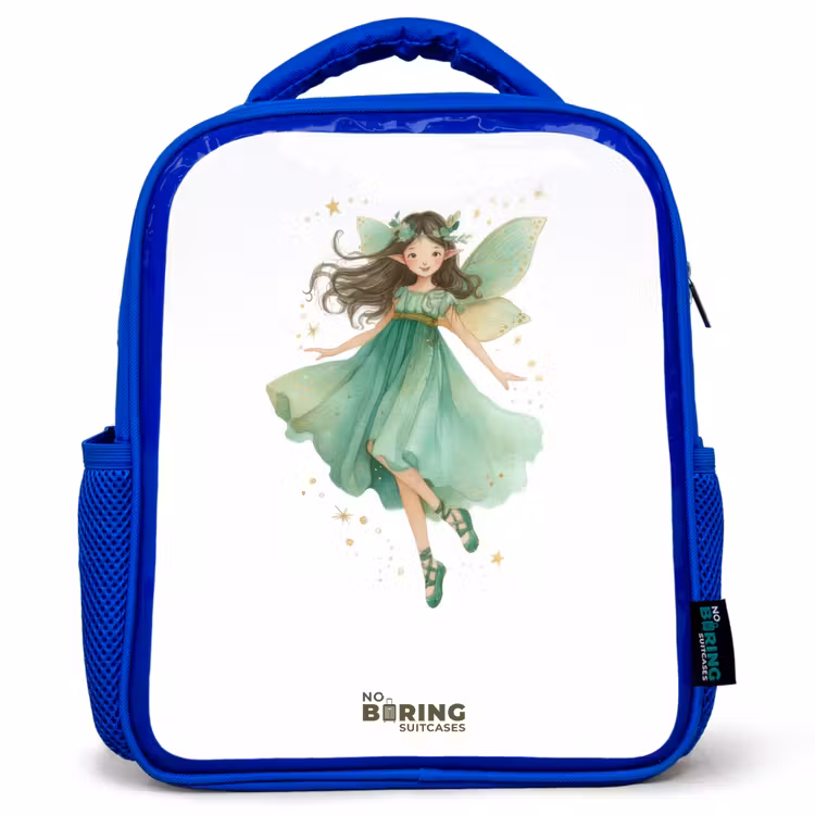 Kids backpack - Blue - Floating green elf — 1