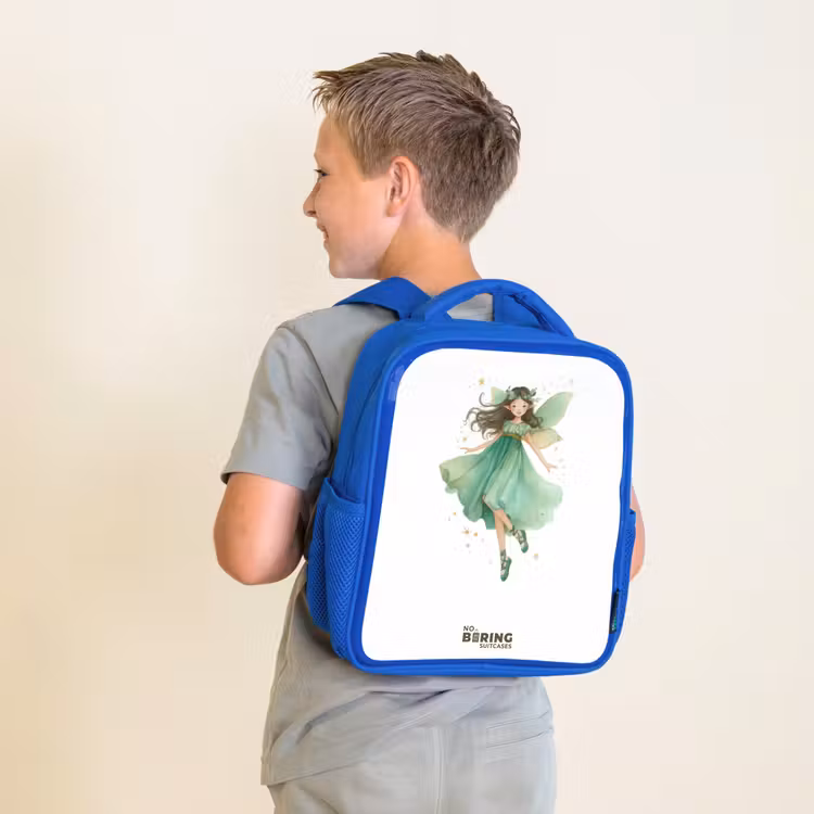 Kids backpack - Blue - Floating green elf — 2