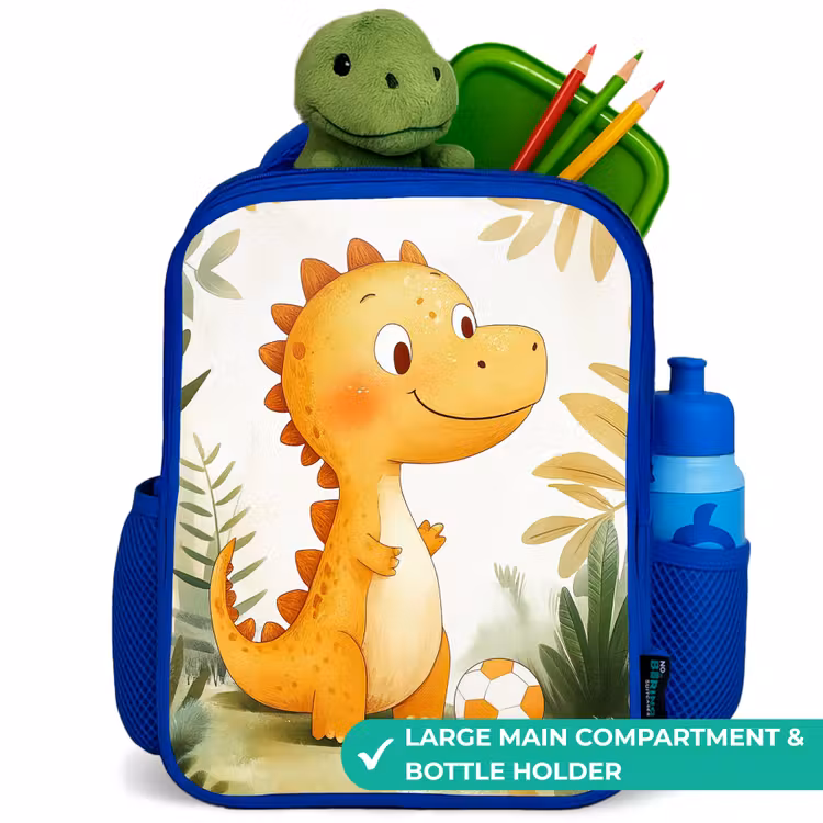 Kids backpack with name - Blue - Dino - Football - Orange — 5