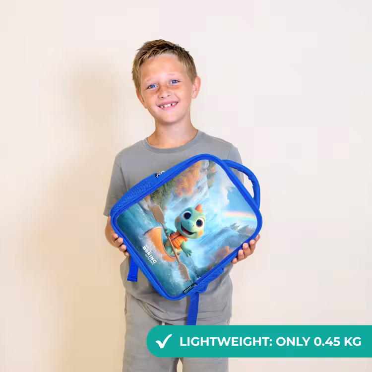 Kids backpack with name - Blue - Dino - Nature - Waterfall — 3