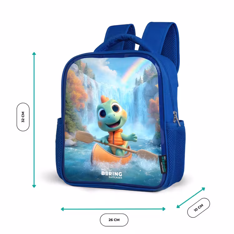 Kids backpack with name - Blue - Dino - Nature - Waterfall — 6