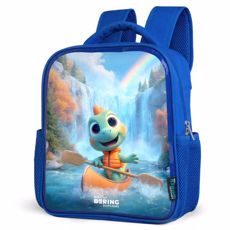 Kids backpack with name - Blue - Dino - Nature - Waterfall — 7
