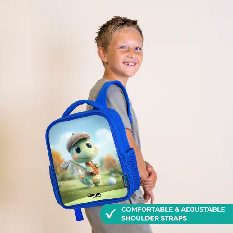 Kids backpack with name - Blue - Golf - Dino - Green — 4