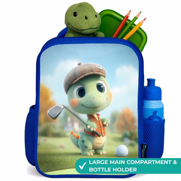 Kids backpack with name - Blue - Golf - Dino - Green — 5