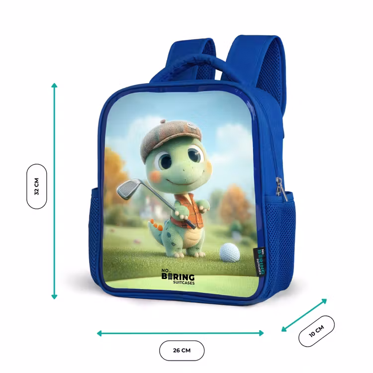 Kids backpack with name - Blue - Golf - Dino - Green — 6