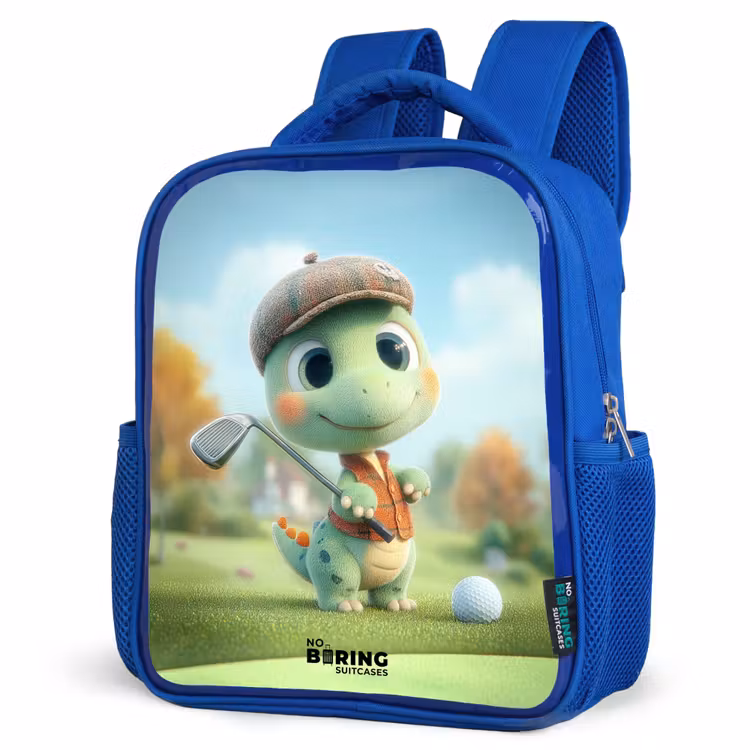 Kids backpack with name - Blue - Golf - Dino - Green — 7