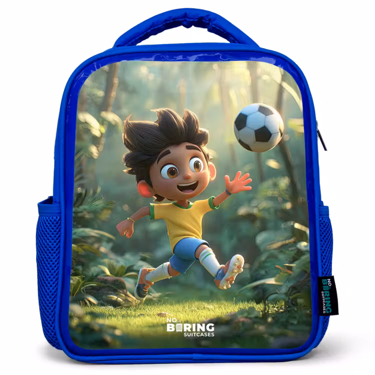 Kids backpack with name - Blue - Soccer - Boy - Forest — 1