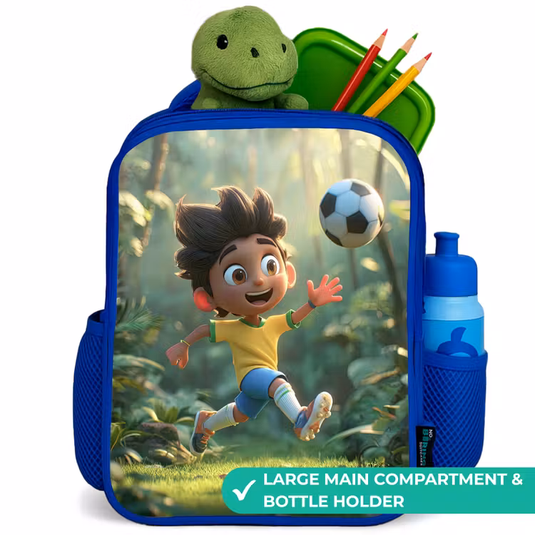 Kids backpack with name - Blue - Soccer - Boy - Forest — 5