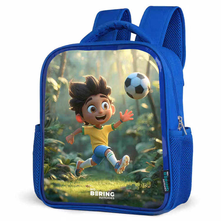 Kids backpack with name - Blue - Soccer - Boy - Forest — 7
