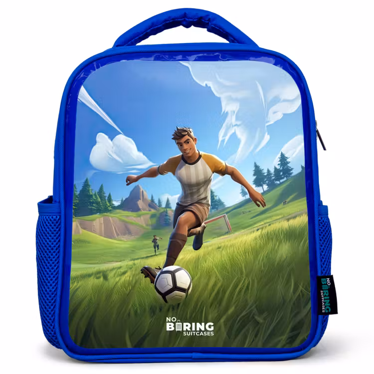 Kids backpack with name - Blue - Soccer - Boy - Goal - Soccer jersey — 1