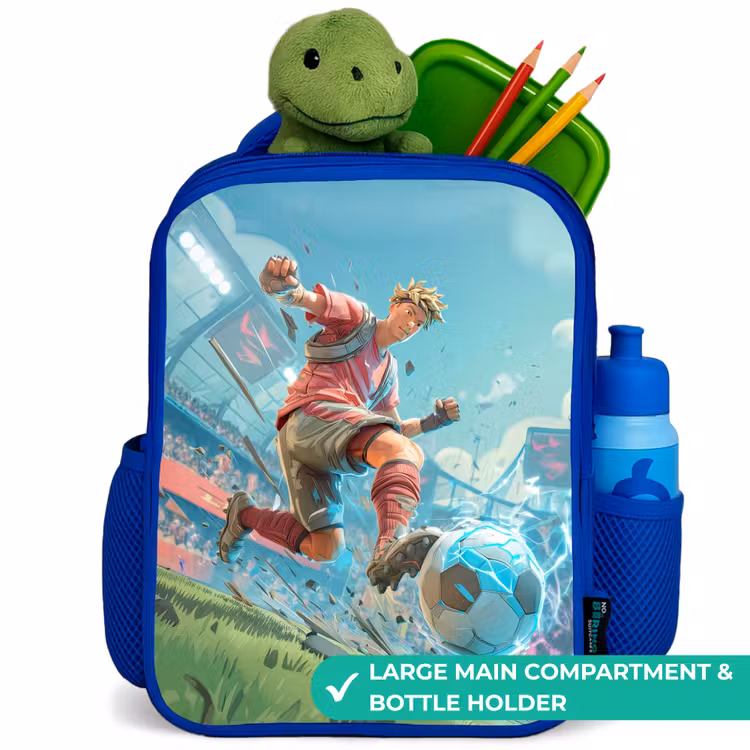 Kids backpack with name - Blue - Soccer - Boy - Stadium - Electric — 5