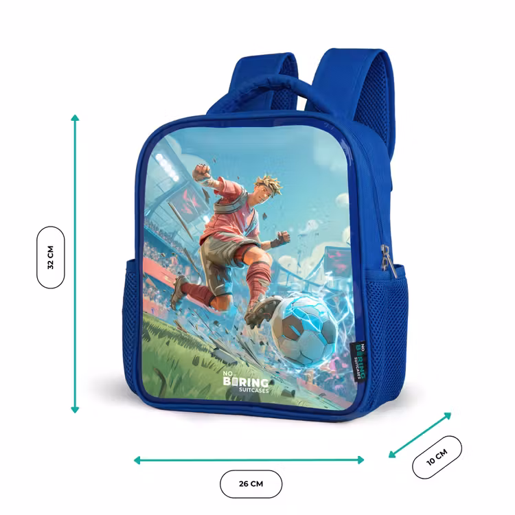 Kids backpack with name - Blue - Soccer - Boy - Stadium - Electric — 6