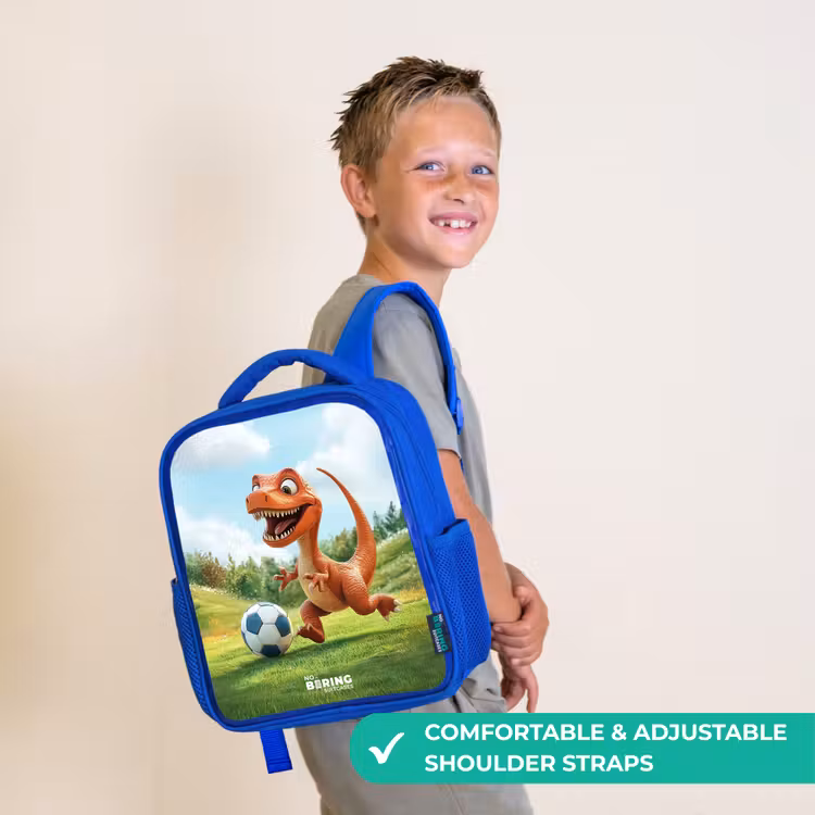 Kids backpack with name - Blue - Soccer - Dino - Sports — 4