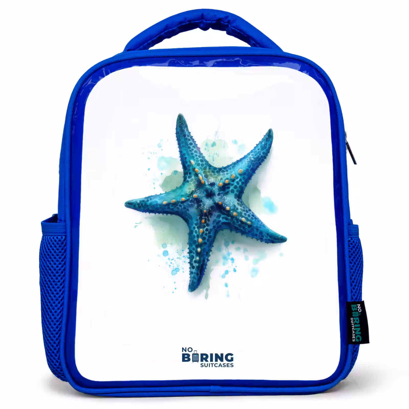 Kids backpack - Blue - Blue Starfish on White Background — 1