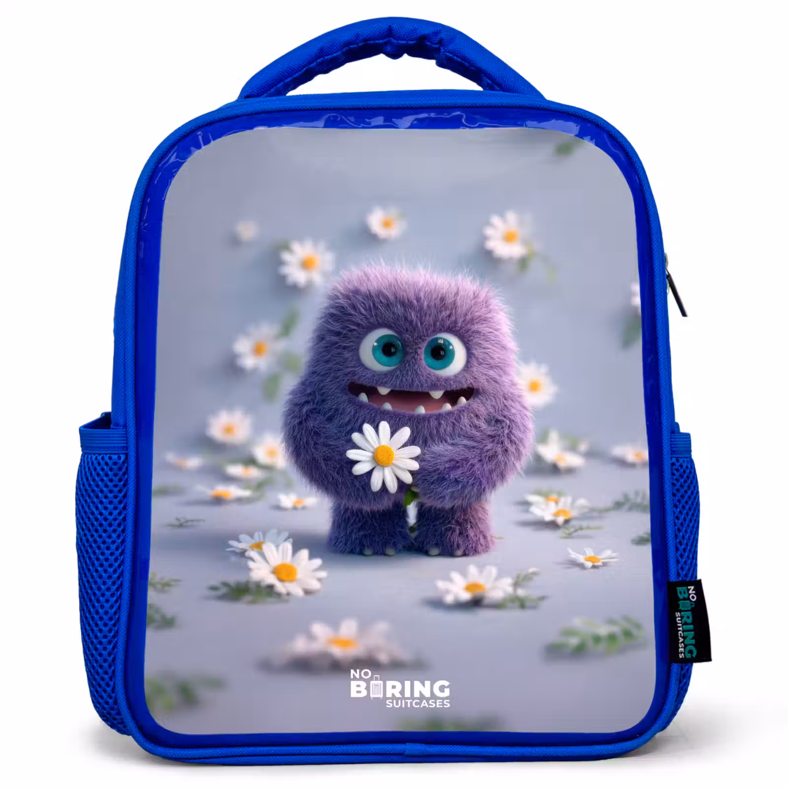 Kids backpack - Blue - Purple Fluffy Friend with Daisy — 1