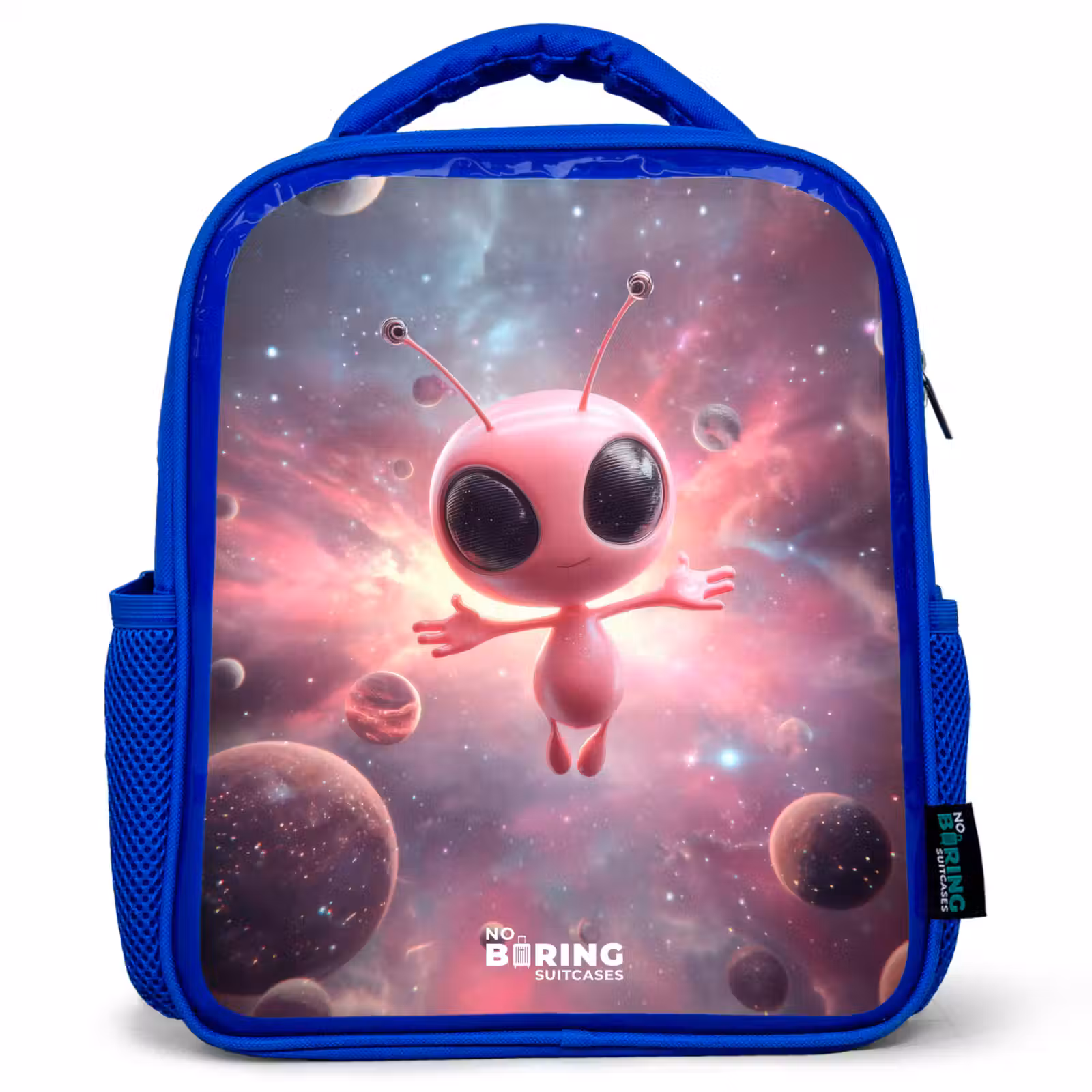 Kids backpack - Blue - Pink Alien in Star Nebula — 1