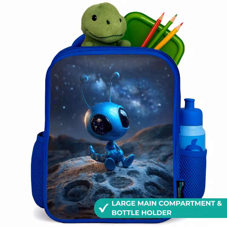 Kids backpack - Blue - Blue alien creature under starry sky — 5