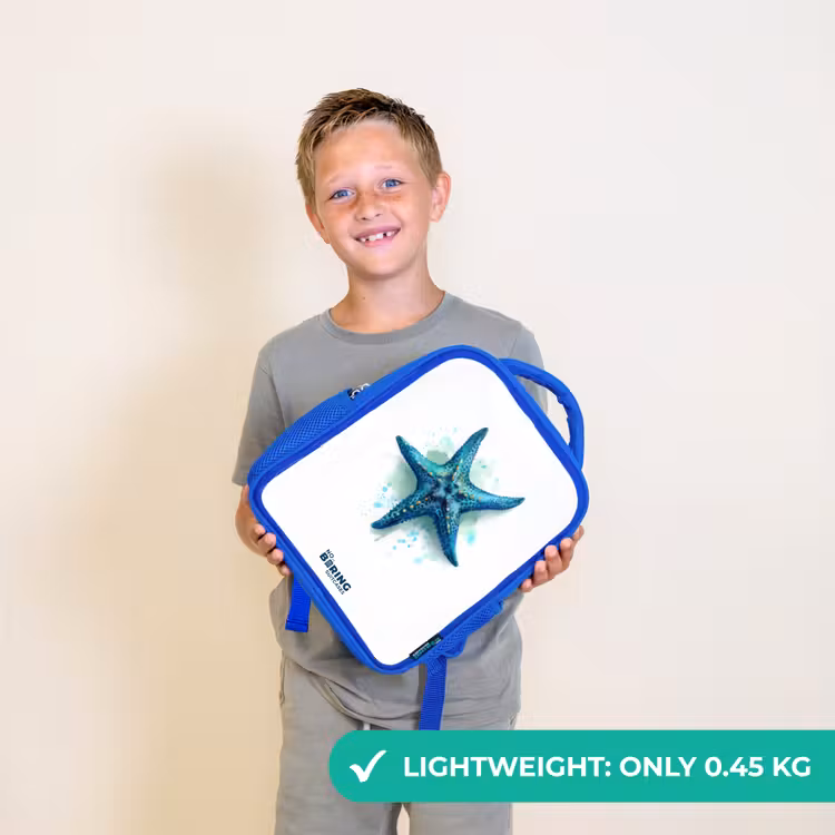 Kids backpack - Blue - Blue Starfish on White Background — 3