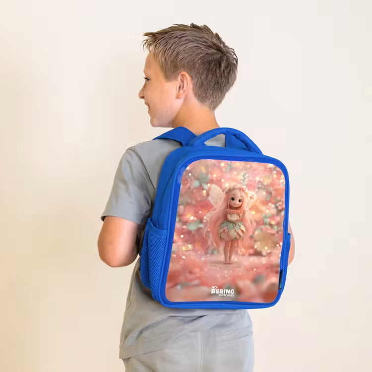 Kids backpack - Blue - Flower fairy in pink fairy world — 2