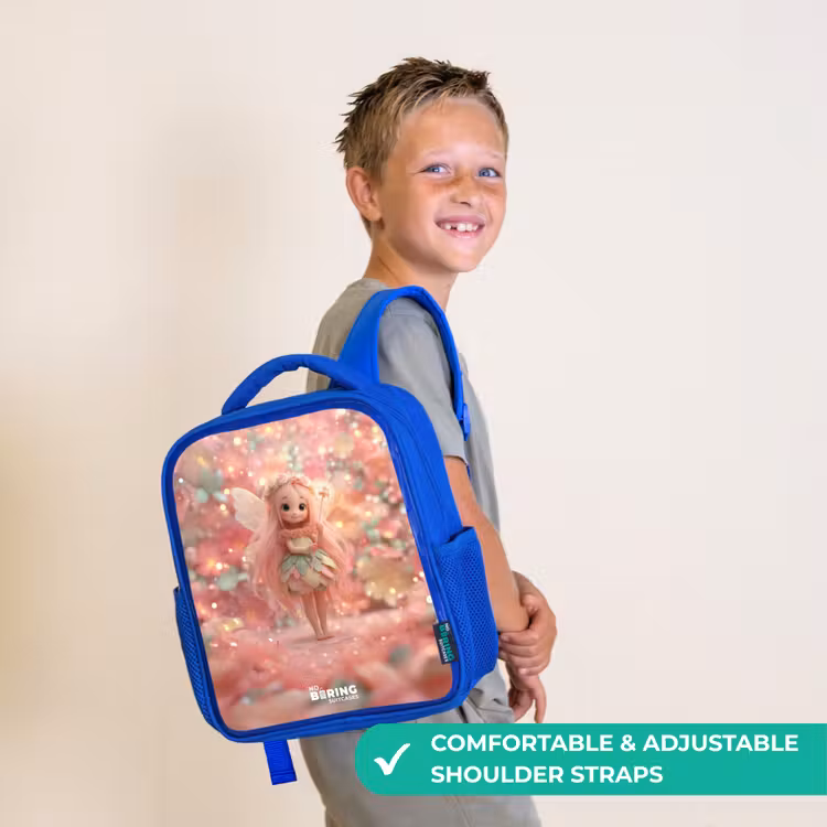 Kids backpack - Blue - Flower fairy in pink fairy world — 4