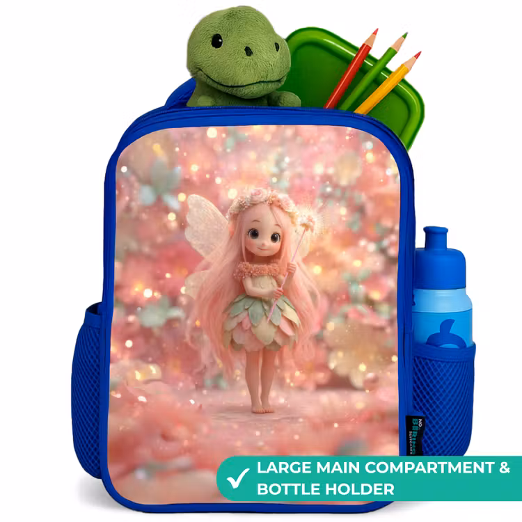 Kids backpack - Blue - Flower fairy in pink fairy world — 5
