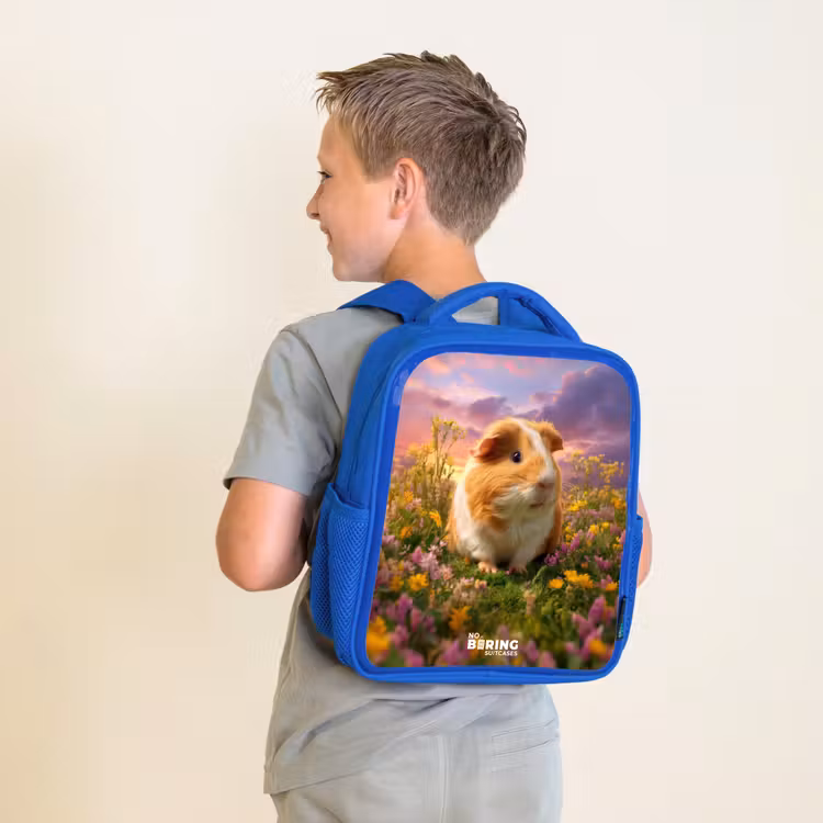Kids backpack - Blue - Guinea pig - Nature - Animal — 2