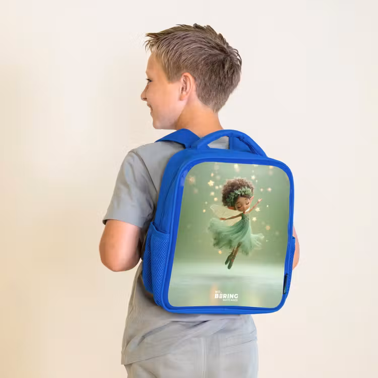 Kids backpack - Blue - Dancing fairy in green light — 2