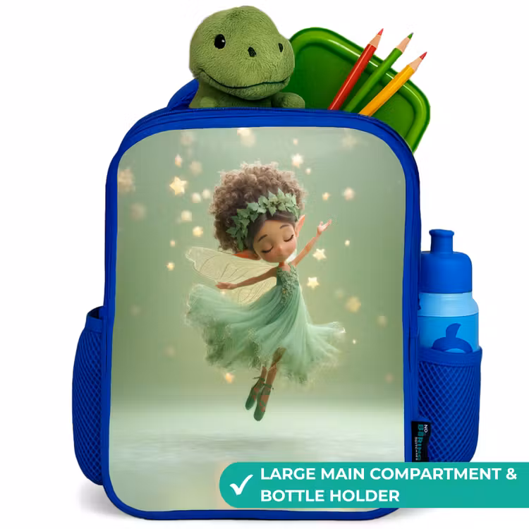 Kids backpack - Blue - Dancing fairy in green light — 5