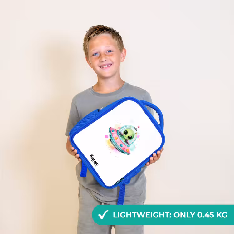 Kids backpack - Blue - Green alien in colorful UFO — 3