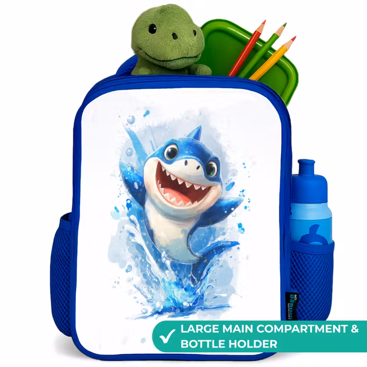 Kids backpack - Blue - Shark - Teeth - Water — 5