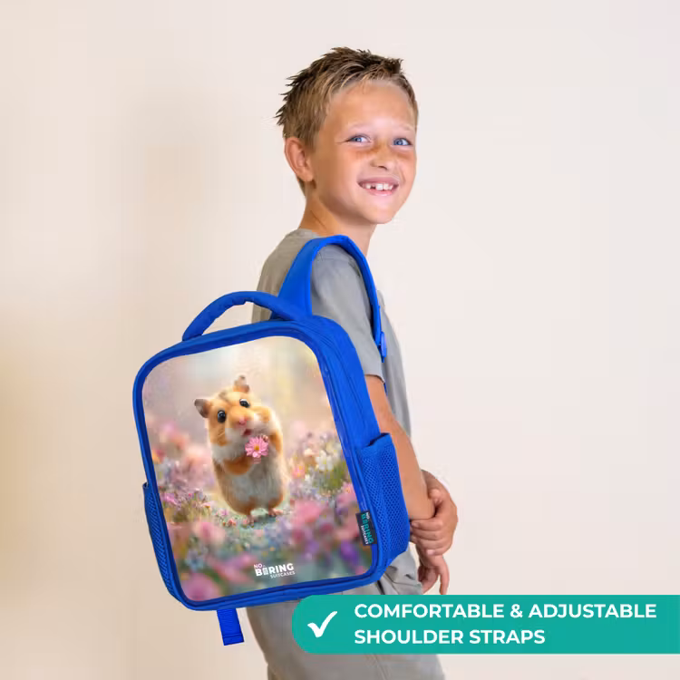 Kids backpack - Blue - Hamster - Flower - Nature - Animal — 4