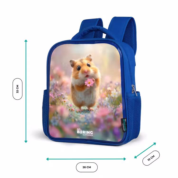 Kids backpack - Blue - Hamster - Flower - Nature - Animal — 6