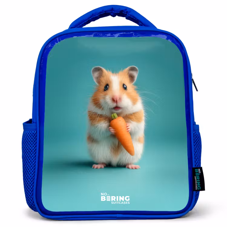 Kids backpack - Blue - Hamster - Carrot - Animal — 1