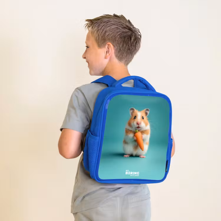 Kids backpack - Blue - Hamster - Carrot - Animal — 2