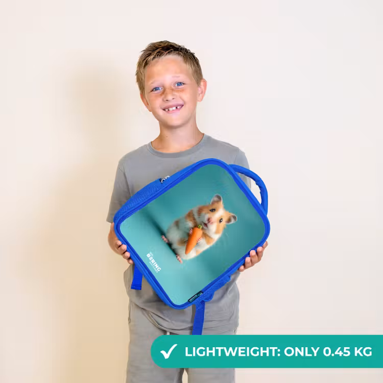 Kids backpack - Blue - Hamster - Carrot - Animal — 3