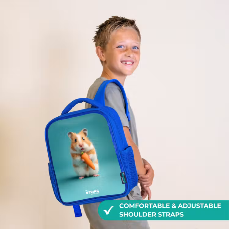Kids backpack - Blue - Hamster - Carrot - Animal — 4
