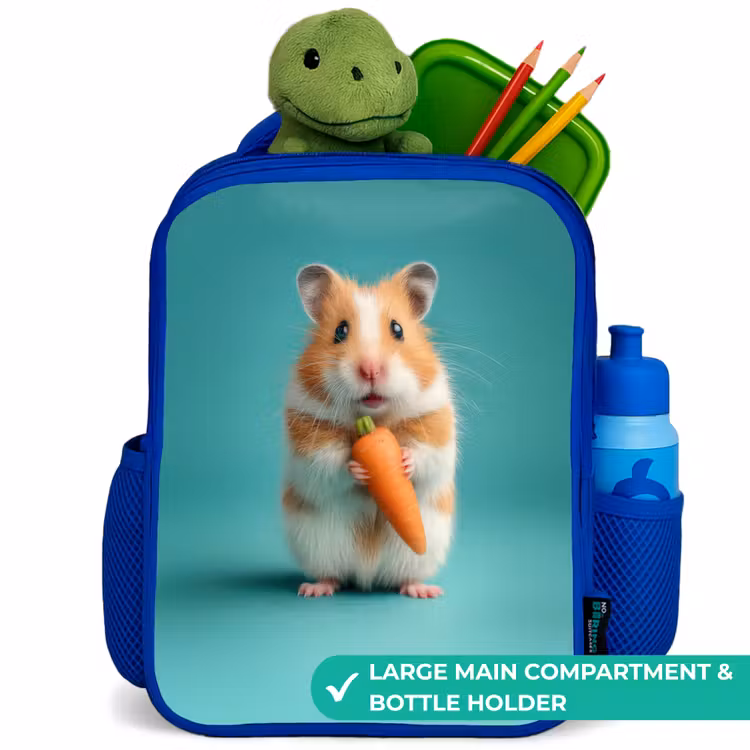 Kids backpack - Blue - Hamster - Carrot - Animal — 5