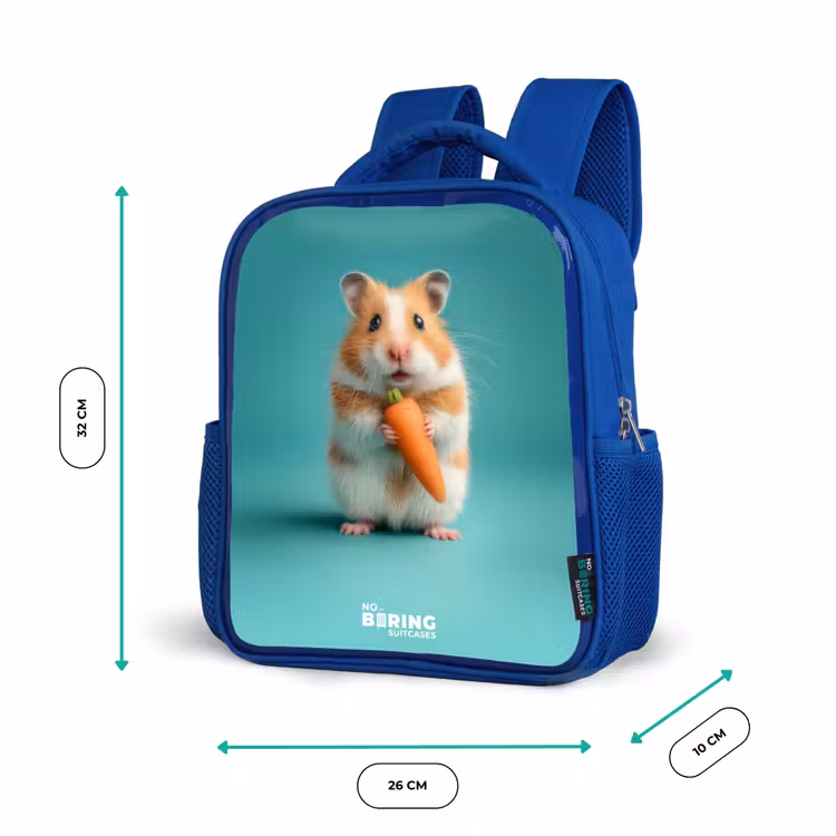 Kids backpack - Blue - Hamster - Carrot - Animal — 6