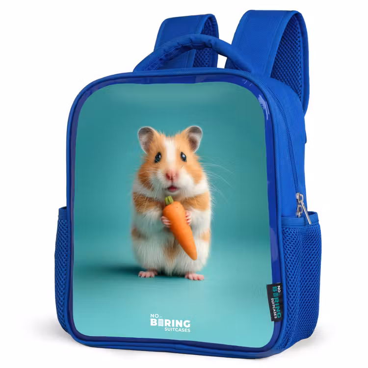 Kids backpack - Blue - Hamster - Carrot - Animal — 7
