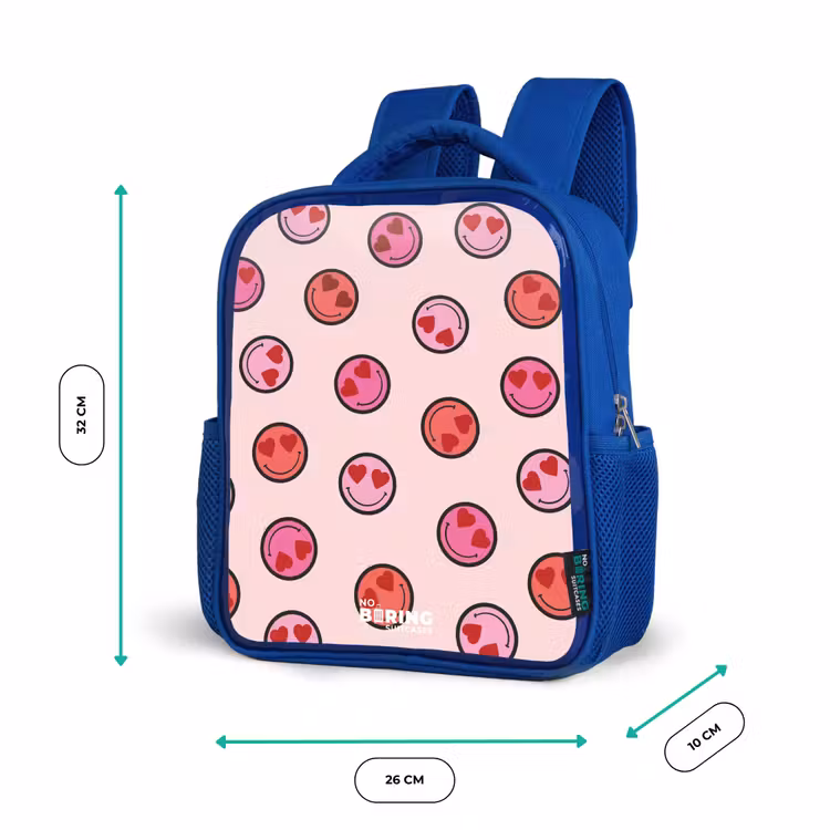 Kids backpack - Blue - Heart - Smiley - Pattern — 6