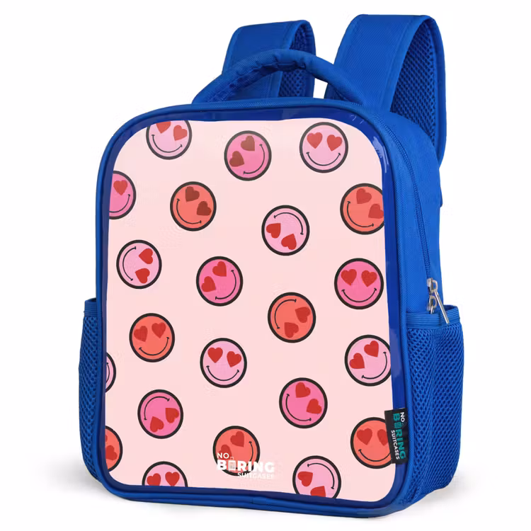 Kids backpack - Blue - Heart - Smiley - Pattern — 7