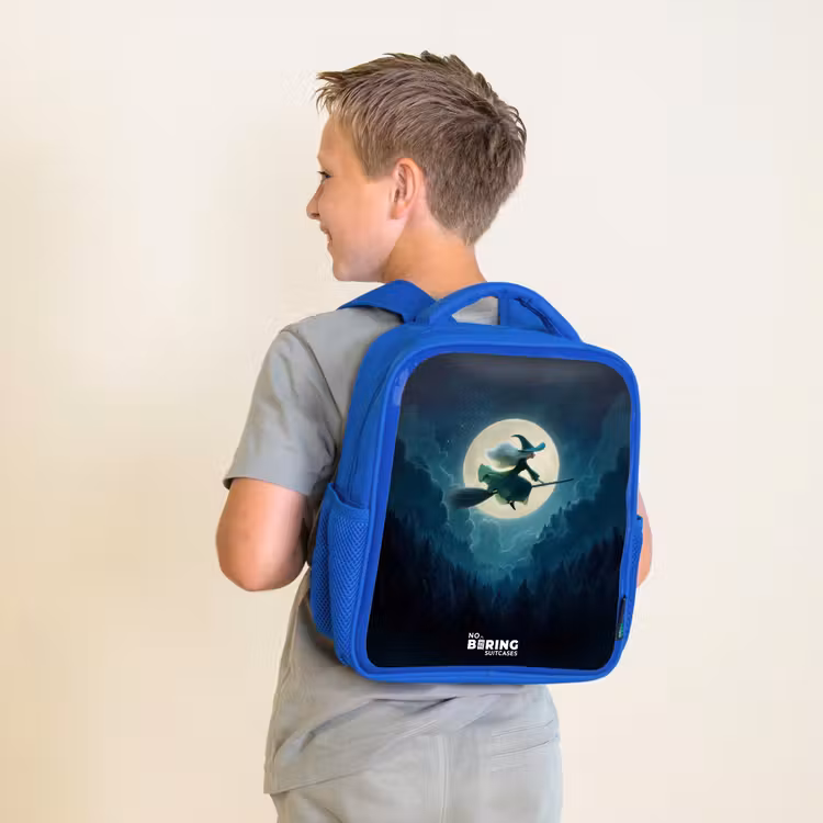 Kids backpack - Blue - Witch in Moonlight Flight — 2