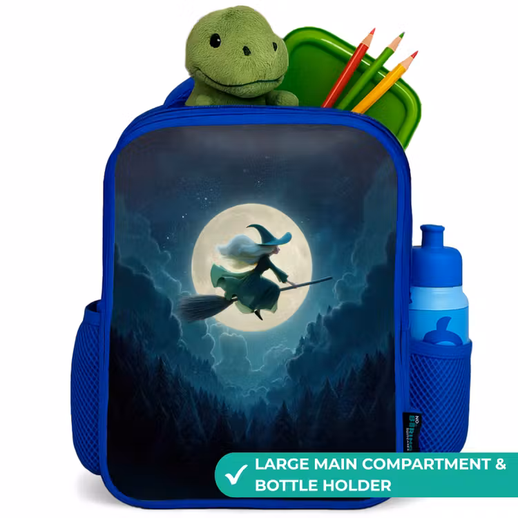 Kids backpack - Blue - Witch in Moonlight Flight — 5