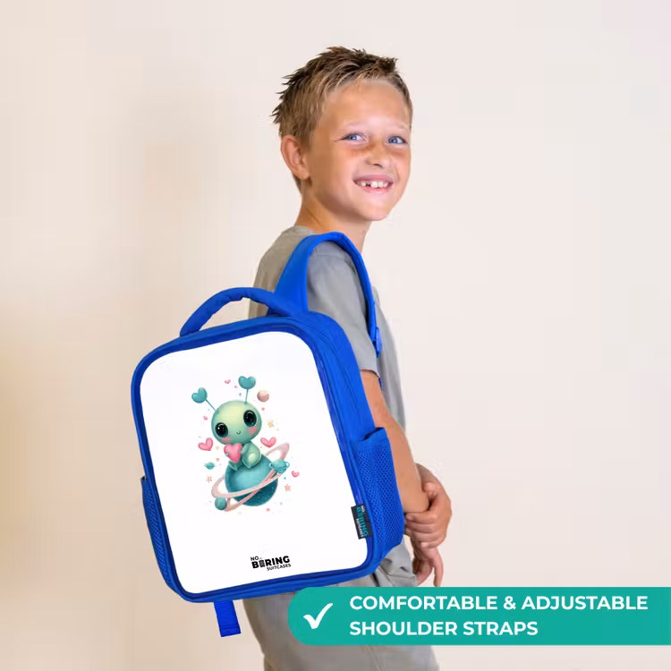 Kids backpack - Blue - Sweet alien creature with heart — 4