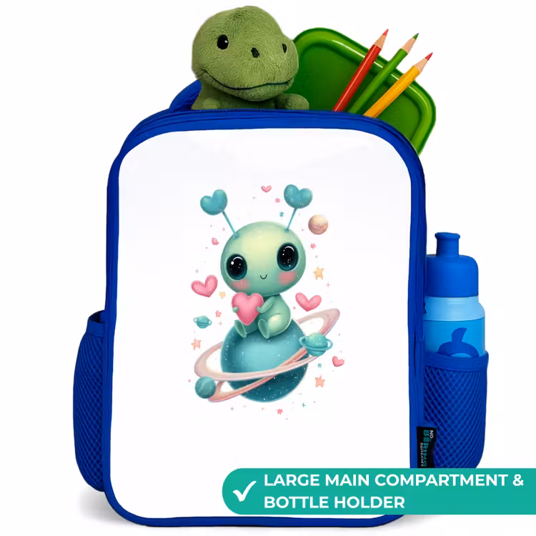 Kids backpack - Blue - Sweet alien creature with heart — 5