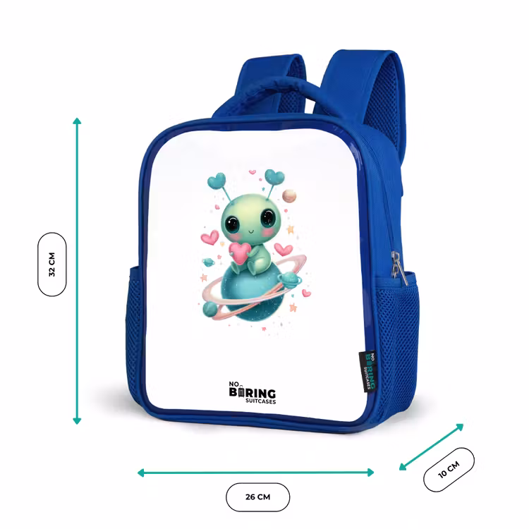 Kids backpack - Blue - Sweet alien creature with heart — 6