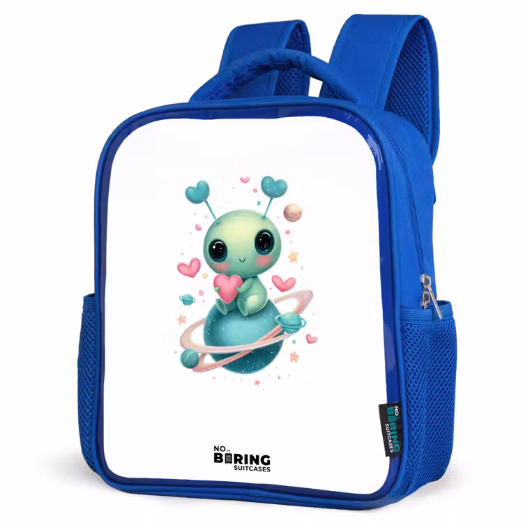 Kids backpack - Blue - Sweet alien creature with heart — 7